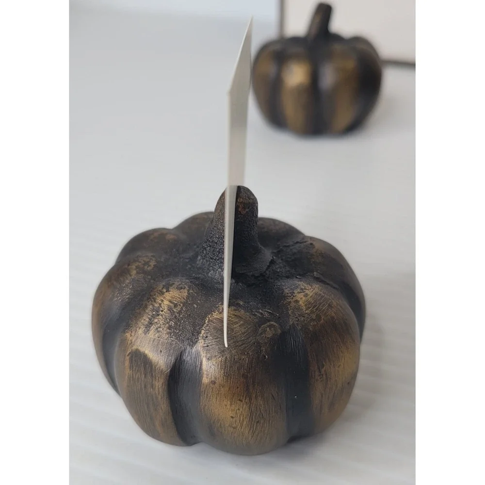 Williams Sonoma Harvest Gourd Pumpkin 4 Place Card Holders New Old Stock‎ RARE